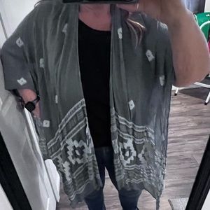 Shyanne dusty blue gray with embroidered shrug / wrap/ kimono